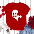 thumbnail image 4 of Chandails Assortis pour Couples T-Shirts Saint-Valentin Décontractés à Manches Courtes Mode Imprimé Cœur Col Rond T-Shirts Légers Confortables Doux Respirants Blouse T-Shirt pour Lui et Elle Rouge TG, 4 of 4