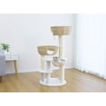 thumbnail image 3 of Home4Cat 48" Cat Tree with Two Handwoven Basket Bed, Hammock, Sisal Scratching Posts, Beige & Cream, 3 of 9