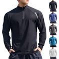 thumbnail image 1 of QIPOPIQ Chandail anti-UV UPF 50+ pour Homme à Fermeture Éclair 1/4, Manches Longues, Maillot Dermoprotecteur Léger pour Randonnée, Entraînement, Course, Chandail à Enfiler, Liquidation, 1 of 6