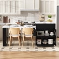thumbnail image 3 of Noble House Horizon Kitchen Island on Casters,Extendable Dining Table with LED Lighting & Power Strips,Bar Buffet Table,Black + White Marble, 3 of 16