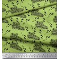 thumbnail image 2 of Soimoi Green Rayon Crepe Fabric Foot Print & Text Printed Fabric 1 Yard 46 Inch Wide, 2 of 5