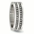 thumbnail image 4 of Stainless Steel 8mm Double Row Beaded Brushed & Polished Band Ring 8 Size, 4 of 6