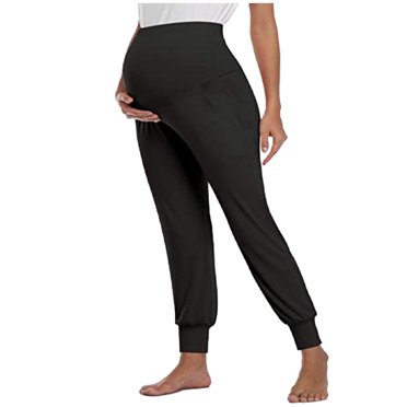 Pantalon de Yoga de Maternité au-Dessus du Ventre Femmes Pantalon de Maternité Uni au-Dessus du Ventre Vêtements de Sport de Yoga de Grossesse Pantalon Long