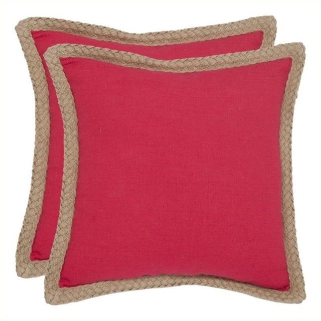 Safavieh Sorona 18" Coussin Décoratif en Jute Rouge (Lot de 2)