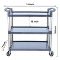 thumbnail image 4 of Chariot Utilitaire Robuste à 3 Tablettes avec Roues, Capacité de 450 Lb, Service Roulant et Chariot Poussoir, Gris - Rangement Mobile pour Usine, Atelier, Restaurant Ou Maison, 4 of 7