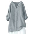 thumbnail image 4 of AherBiu Plus Size Tops for Women Cotton Linen Button down Shirts Causal Long Sleeve Fall Loose Fitting Blouses, 4 of 4