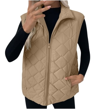 Veste en Molleton pour Femmes, Veste Sans Manches en Molleton Élégante avec Col Montant - Chaude et Tendance! Veste en Molleton pour Femmes