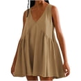 thumbnail image 2 of Ovzne Robes pour Femmes Robe d'Été Mode Femmes Été Décontractée Unie à Col en V Sans Manches Robe Courte Robe pour Femmes Liquidation, 2 of 6