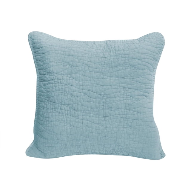 Gouchee Home Carson Coussin Carré Bleu Pâle avec une Coque 100 % Coton Lavée à la Pierre, Présentant un Motif Matelassé à Vagues Complexes et une Fermeture Éclair, Conçu comme Coussin Décoratif pour Chambres.