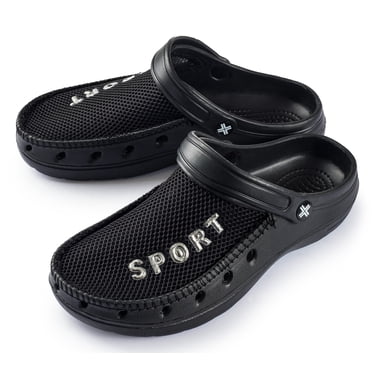 Roxoni Mens Summer Sport Rubber Clog Sandal Slippers With Meshed Fabric Top