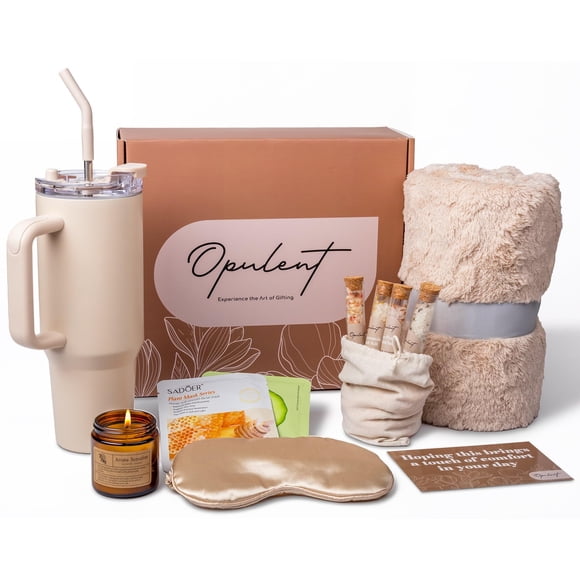 Opulent Luxury Self Care Gifts for Women - Hug in a Box Comfort Care Package - Spa Gift Set with 40 oz Tumbler & Cozy Blanket - Ideal for Get Well, Thinking of You, Birthday, Symp
