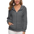 thumbnail image 1 of Innerwin Cardigans Long Sleeve Ladies Hoodies Fall Front Zip Leisure Sweatshirt Dark Gray L, 1 of 3