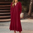 thumbnail image 2 of Pisexur Robes d'Automne pour Femmes, Couleur Unie, Manches Longues, Robes de Retour à la Maison, Col en V, Robes d'Invitée de Mariage pour Femmes, Robe Maxi Décontractée Ample, Robes Grande Taille pour Femmes aux Formes, P-5TG, 2 of 6