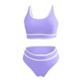 thumbnail image 4 of FAIWAD Womens 2 Piece Swimsuits Sports Color Block Bikini Sets Removable Bra Pad Full Coverage Bathing Suits for Girls, 4 of 5