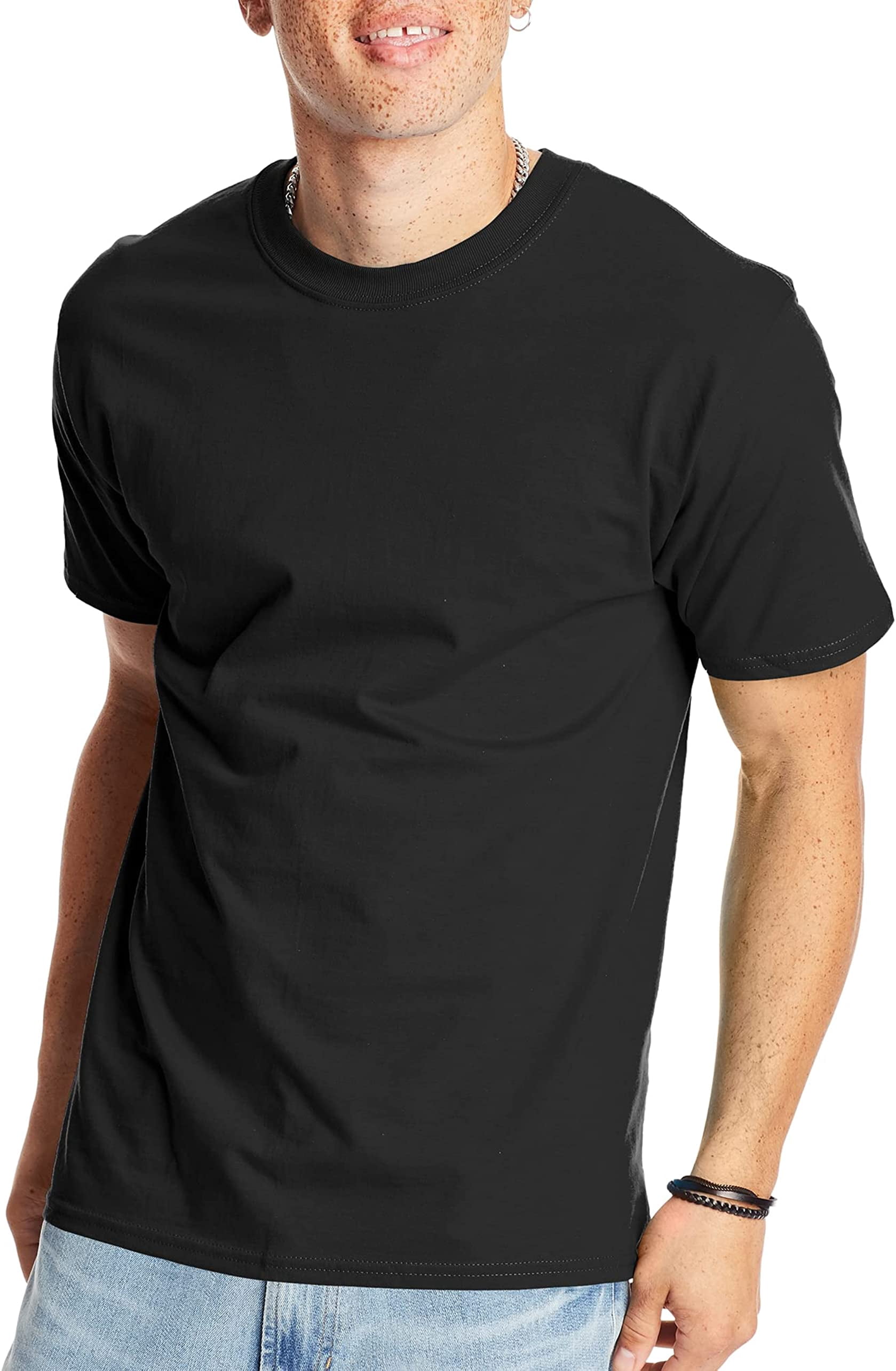 Hanes T-Shirt Classique à Col Rond en Coton pour Hommes Beefy-T, m, Noir