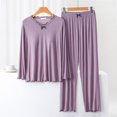 thumbnail image 1 of Blouses pour Femmes Blouse Unie Décontractée Mode Col Rond Manches Longues Vêtements de Nuit Ensembles, 1 of 1