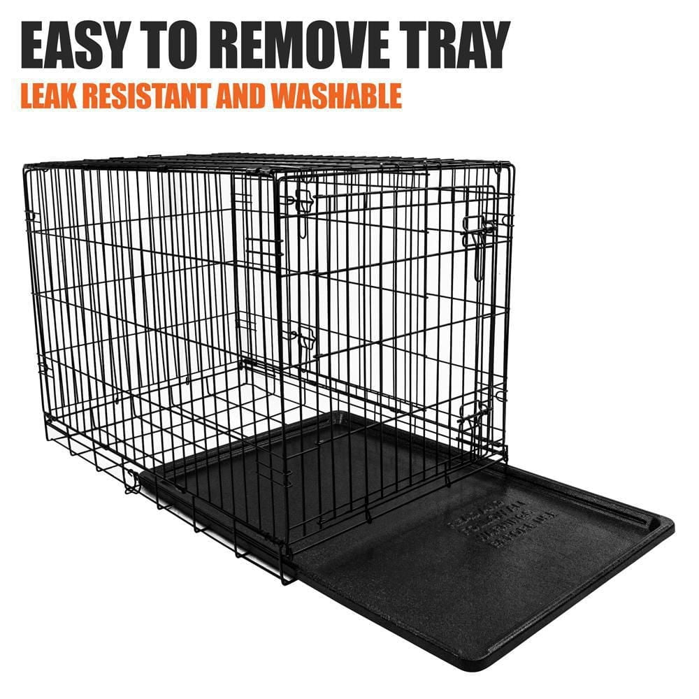 Vibrant Life Double-Door Metal Wire Dog Crate with Divider,48 in