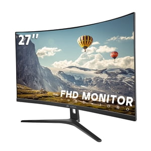 CRUA 27" Moniteur Courbé, FHD(1920x1080P) VA Groupe, 100HZ, 120% sRGB Moniteur d'ordinateur professionnel, Lunettes étroites sur trois côtés, Filtre à lumière bleue, Bureau et Dortoir(HDMI, VGA)-Bla