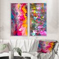 thumbnail image 1 of Designart « Rétro Groove Été Expressionnisme Abstrait » Peinture Abstraite Ensemble d'Art Mural Encadré de 2 - Ensemble d'Art Mural Encadré Moderne Rose de 2, 1 of 6