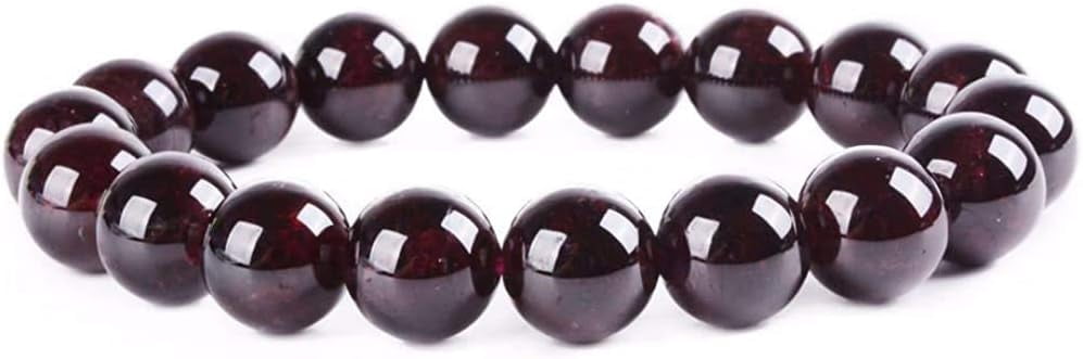 Natural Red Garnet Gemstone 10mm Round Beads Stretch Bracelet 7 Inch Unisex