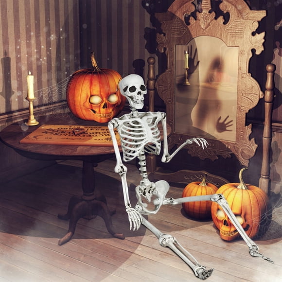 Costway Squelette d'Halloween de 5,4 Pi, Grandeur Nature, Réaliste, Corps Entier Suspendu avec Articulations Mobiles