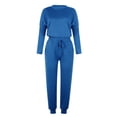 thumbnail image 3 of Yuyuzo Womens Casual Solid Color Set Sweatsuit Pullover Jogger Pants Two Piece Outfit Tracksuits, 3 of 6