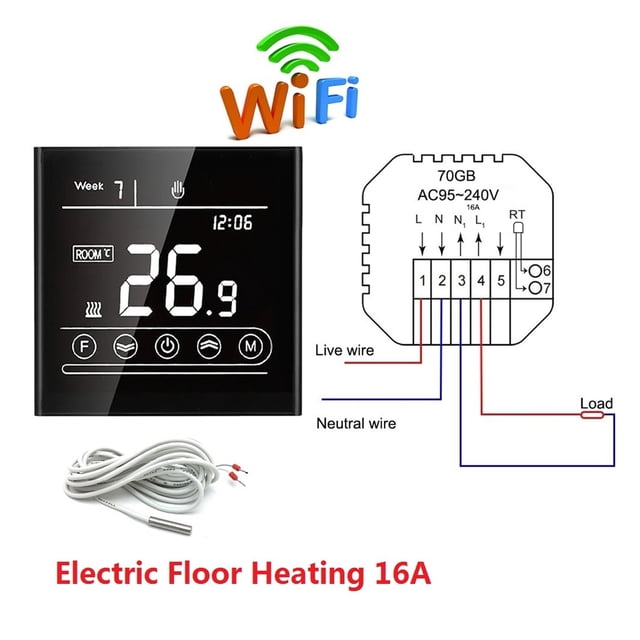 Home Smart Intelligent WiFi Thermostat Room Electric Water Gas Boiler Floor Heating Temperature Controller ,Easy to Install