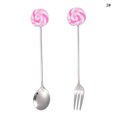 thumbnail image 2 of Coofit Dessert Spoon Stainless Steel Decorative Serving Spoon Stirring Spoon with Fork, 2 of 10