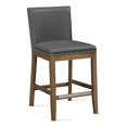 thumbnail image 1 of Somerville Gray Faux Leather Counter Stool with Nail Head Accents, 1 of 7