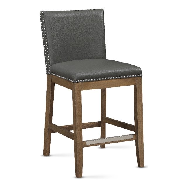 Somerville Gray Faux Leather Counter Stool with Nail Head Accents