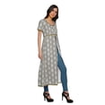 thumbnail image 3 of Moomaya Longues Robes Tuniques en Coton Imprimé à Manches Courtes avec Fente avant pour Femmes, 3 of 6