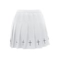 thumbnail image 3 of Gupgi Women High Waist Gothic Punk Mini Skirts, Cross Pattern Mini Pleated Skirt, 3 of 9