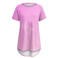 thumbnail image 4 of Birdeem Mode Femmes Mode Manches Courtes Col Rond T-Shirt Long Imprimé Blouse Hauts Amples, 4 of 4