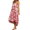 thumbnail image 4 of Robe Longue à Bretelles Spaghetti pour Femmes avec Nœud Floral et Ourlet Haut-Bas, 4 of 7