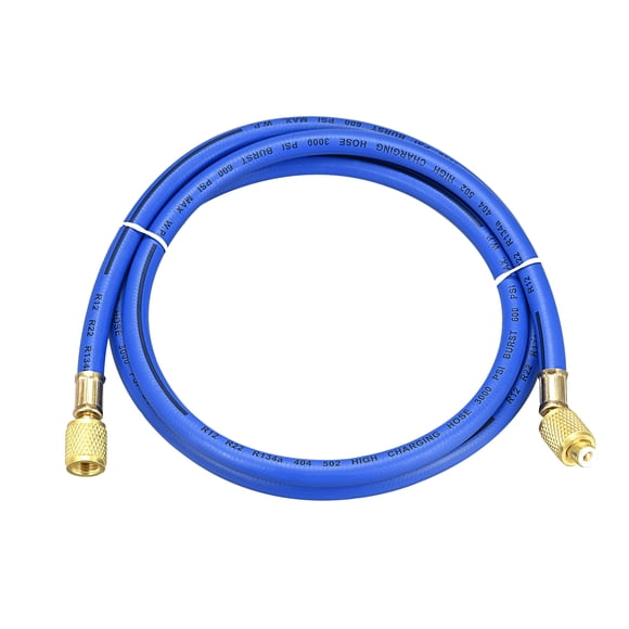 Unique Bargains Tuyau de Chargement Réfrigération 600 PSI, 1,5 m, Connecteur à Filetage 1/4 SAE, Bleu