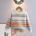 thumbnail image 2 of 2025 Tout-Petits Enfants Bébés Garçons et Filles Mode Mignon Rayé Manches Longues Chaud Col Rond Chandail Orange, 2 of 4