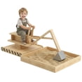 thumbnail image 1 of Qaba Wooden Sandbox with Digger, Outdoor Kids Sandbox with 360° Seat, 1 of 10