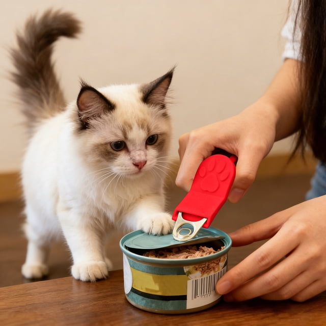Cat Shaped Can Opener Tool Kitchen Gadget for Easy Pet Food Opening