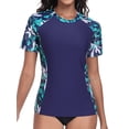 thumbnail image 1 of Charmo Color Blocked Swimsuit Tops for Womens Sun Protection UPF 50+ Rash Guard Quick Dry Running Swim Shirts, 1 of 8