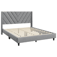 thumbnail image 3 of FullFurnique Upholstered Platform Bed Frame with Wooden Slat Support, Queen, Light Gray, 3 of 9