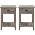 thumbnail image 1 of Walker Edison Lavinia Ensemble de Tables d'Appoint 2 Pcs avec Étagère à Lattes et Tiroir, 2 Pack, Gris Lavé, 1 of 2