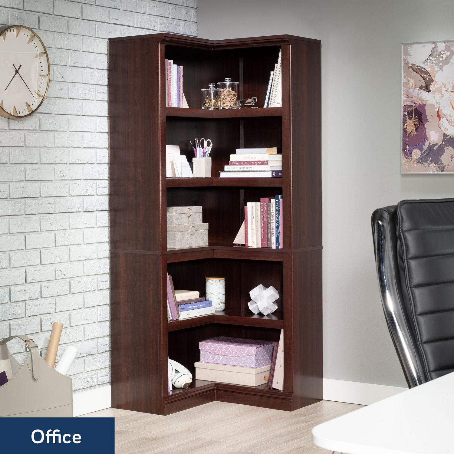 Sauder Select Corner Bookcase, Select Cherry Finish