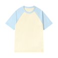 thumbnail image 1 of LUOGENLI T-shirts pour Homme pour Hommes T-Shirt Patchwork à Col Rond T-Shirt à Contraste de Couleurs Rétro à Épaules Lourdes T-Shirt Uni Ample à Manches Courtes Bleu Ciel G, 1 of 2