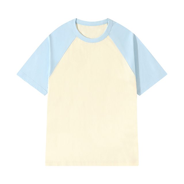 LUOGENLI T-shirts pour Homme pour Hommes T-Shirt Patchwork à Col Rond T-Shirt à Contraste de Couleurs Rétro à Épaules Lourdes T-Shirt Uni Ample à Manches Courtes Bleu Ciel G