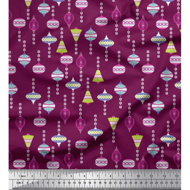Soimoi Rayon Crepe Fabric Ornament Home Decor Decor Fabric Printed Yard 46 Inch Wide