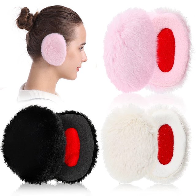 3 Pairs Bandless Ear Muffs Fleece Windproof Earmuffs, Soft Warm, Design, Suitable for Outdoor Activities