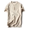 thumbnail image 1 of Innerwin T Shirt Retro Style Mens Tees Summer Solid Color Plain  Tops Apricot-3 2XL, 1 of 2