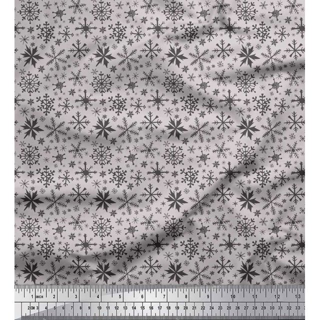 Soimoi Velvet Fabric Snowflake Artistic Decor Fabric Printed Yard 58 Inch Wide