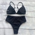 thumbnail image 2 of ORUYROP Women Wrap Piece Piece Swimsuit Two Front Bikini Retro Hight Ruched Halter Set Tow Waist Vintage, 2 of 5