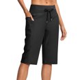 thumbnail image 1 of Lenpel Women's Athletic Long Shorts High Waisted Straight Leg Drawstring Side Split Hiking Cargo Shorts Workout Bermuda Shorts, 1 of 7